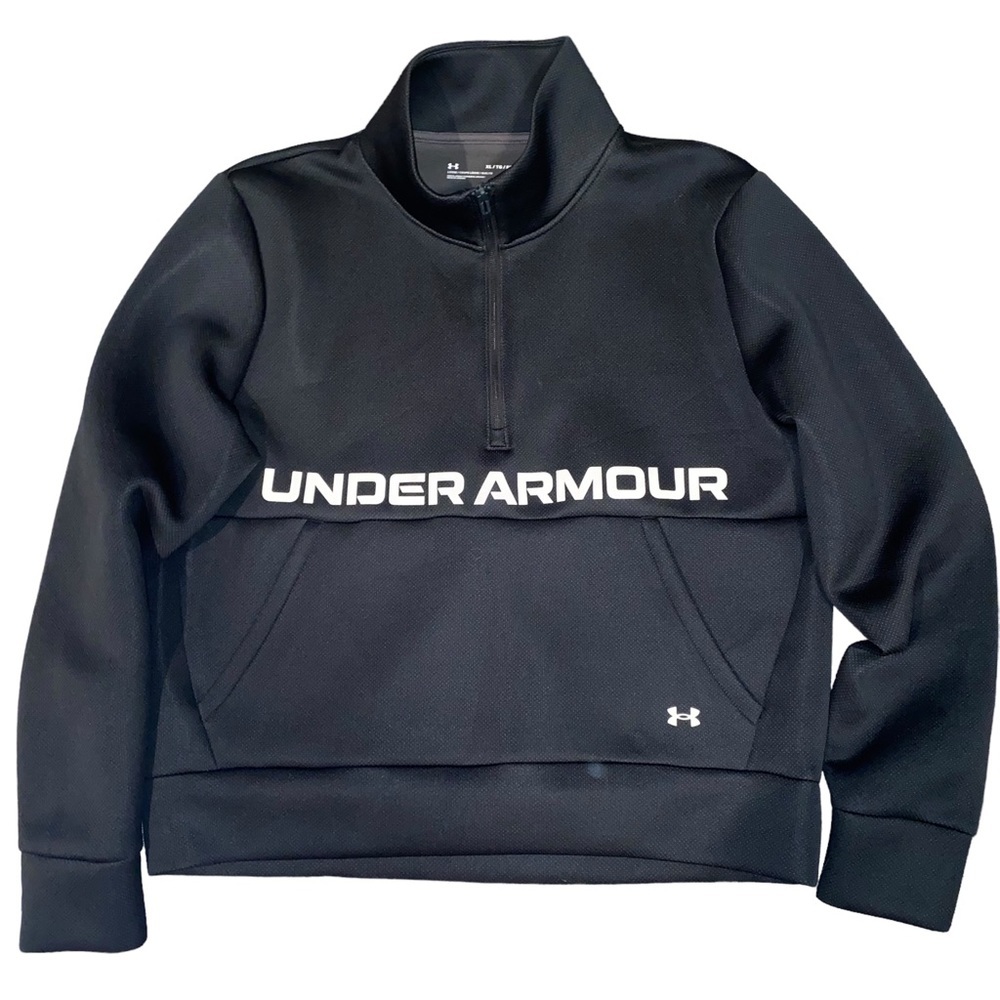 Under Armour Black Scuba Knit half zip Pullover Women’s Size XL Loose
